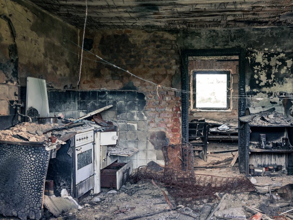 fire damage restoration kitchen before repair