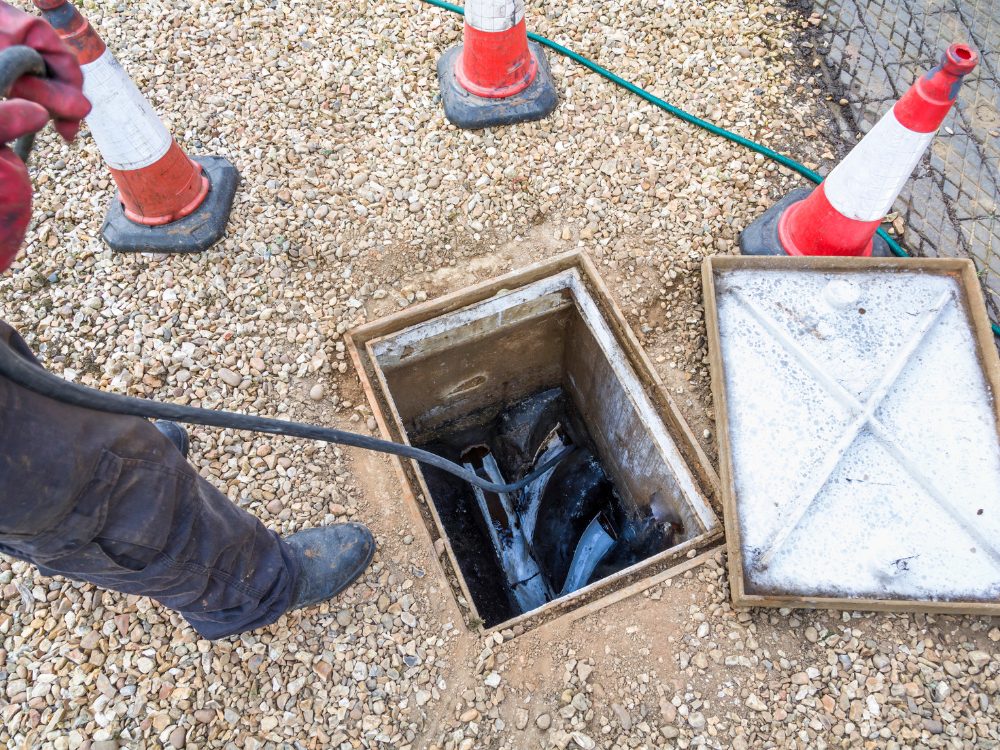 sewage damage cleanup tank outside