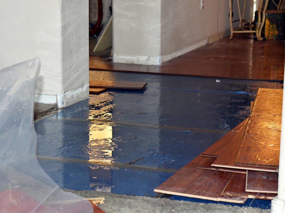 water damage restoration tile floor